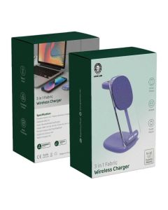 GN3N1FAWIRCPL Green Lion 3 in 1 Fabric Wireless Charger 15W - Purple